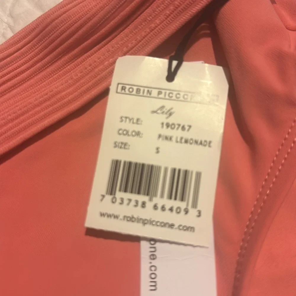 NWT Robin Piccone Lily Banded High Waist Bikini Bottoms Pink Lemonade